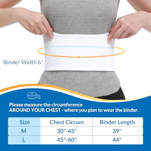 Pauline Broken Rib Brace for Women - Compression Chest Binder for Cracked Ribs Support & Chest Pain Relief - Rib Belt for Bruised Rib Cage (White, Fits 45”-60”) - size: L, style: Women WT