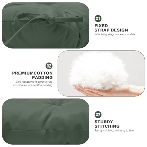Porch Swing Cushions,Outdoor Cushions 3 Seater Replacement with Backrest, Waterproof Thickened Bench Cushion with Ties for Porch, Patio,Outdoor, Backyard and Garden (Dark Green 47 * 40 in) - color: Dark Green, size: 47x 40 inches