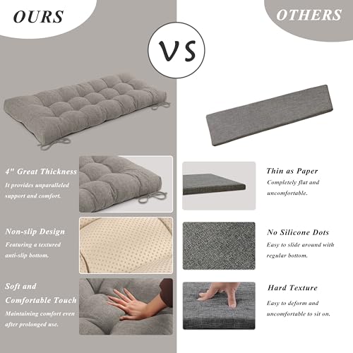 Indoor Bench Cushion for Indoor Furniture 48"x19" LightGrey 1 Pc | Thick, Stay in Place, Textured Fabric, for Entryway Window Shoe Storage and Kitchen Bench, Comfort Sitting, Upgrade Decor - color: Light Grey