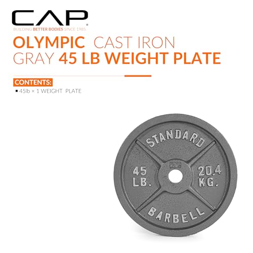 CAP Barbell 2-Inch Olympic Weight Plate | Multiple Options - size: 45 lb - Single, style: Classic - Grey