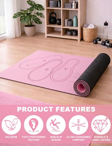 Non-Slip Squat Mat with Foot Position for Women – Ultimate 30" x 13.8" Large Squat Target Pad, 4mm Cushioning for Unmatched Comfort, No Odor & Injury Prevention – Perfect for Home & Gym Workouts - color: Pink