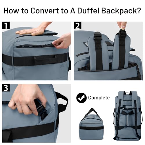 MIER 40L/60L/90L Water Resistant Backpack Duffel, Heavy Duty Duffle Bags | Heavy-Duty; Inner Zipper Pockets; Suit for Travel Gym Camping Sports Weekend Getaways; Convertible with Backpack Straps - color: Gray, size: 90l