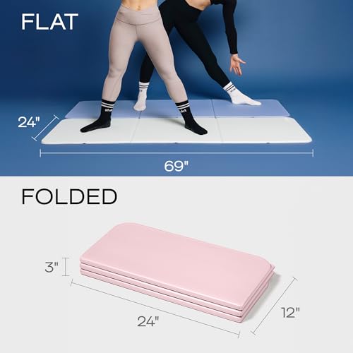 Stakt The Original Foldable Yoga Mat, Premium Foldable Exercise & Workout Mat with Non-Slip Surface, Lightweight Portable for Studio or Home Use, As Seen on Shark Tank - color: Rosewater