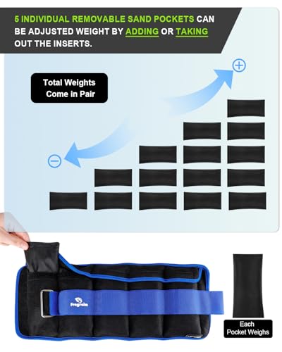 Fragraim Adjustable Ankle Weights 1-3/4/5/6/8/10/12/15/20 LBS Pair with Removable Weight for Jogging, Gymnastics, Aerobics, Physical Therapy - color: Blue, style: 5 lbs each( 10 lbs pair)