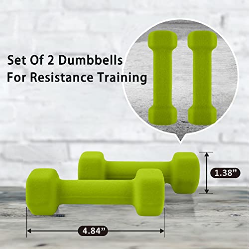 Saorzon Dumbbells Set of 2 Exercise Fitness Dumbbell for Home Gym Free Weights Hand Hex Dumb Bells - color: Green, style: 1 Pounds,Pair