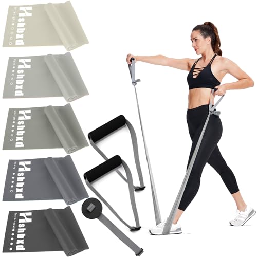 Resistance Bands for Physical Therapy, Bands for Working Out, Latex Free Elastic and Exercise Bands Set for Stretching, Suitable for Rehab, Yoga, Pilates, Gym, Home Exercise - color: Gradient Gray 10-115lbs - Includes Accessories