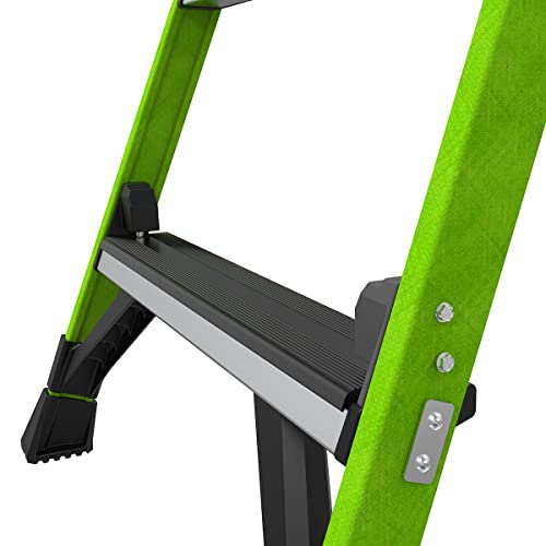 Little Giant Ladders, MightyLite 2.0, 8' Stepladder with Ground Cue, Fiberglass, Type IAA, 375 lbs Weight Rating, (15408-001), Green - size: 8 Ft.