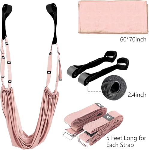 Leg Stretcher Strap - Yoga Stretching Strap,Yoga Door Swing,Backbend Training Rope with Door Anchor, Flexibility Trainer Stretching Equipment Assist Stretch Strap for Fitness Gymnastics Dance Aerial Ballet (purple) - color: pink