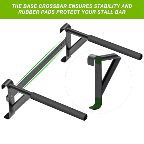 Swedish Stall Bars 2"x2" with 1" Holes, Wall Mounted Wood Gym Ladder for Suspension Training, Home Gym, Calisthenics, Physical Therapy, School & Clinic - color: Dip Bar Attachment Only