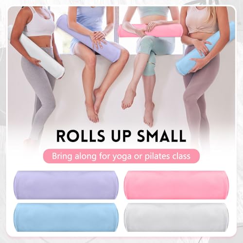 Breling 4 Pack 72" x 24" Hot Yoga Towel Non Slip Microfiber Mat Towel Sweat Absorbent Soft Pilates Mat Essentials for Hot Yoga Pilates Exercise(Purple, Pink, Blue, White) - color: Purple, Pink, Blue, White