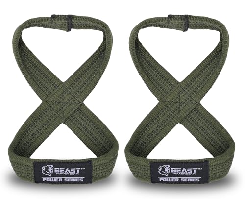 Figure 8 Lifting Strap- Strongman 10-14" Deadlift Straps- True Grip Support & Heavy Duty Wrist Straps for Weightlifting Women Men- Hand Straps for Weight Lifting Figure 8 Straps for Gym Workout - color: Green/Black, size: Large 14" - Fat or Axle Bar