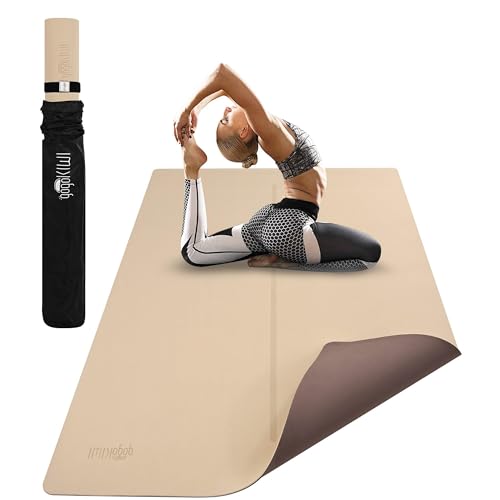 Gogokiwi Large Yoga Mat (6'x4') – 1/4" & 1/2" Thick Exercise Mats for Home Workout, Extra Wide Workout Mats for Home Gym, Yoga, Pilates, Stretching, Floor & More - color: Beige, size: Standard (1/4 Inch Thick)