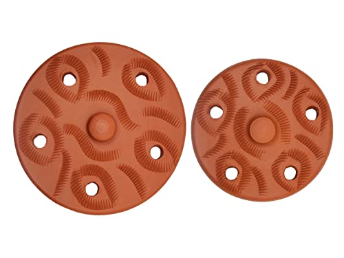 Terracotta Weighted Plate for Grape Leaf Roll Dolma Dolmades Tolma Warak Enab - PACK of 2 - Perfect Tool for Stuffed Dishes! - IMPROVED SPECIAL EDITION