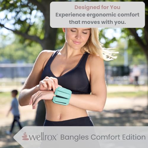 Wellrox Weighted Bangles – Adjustable Ankle and Wrist Weights for Women & Men – Set of Ankle Weights 2 lbs (1 lb Each Wrist Weight) | Weighted Arm Bands for Pilates, Yoga, Running & Walking - color: Mint Green