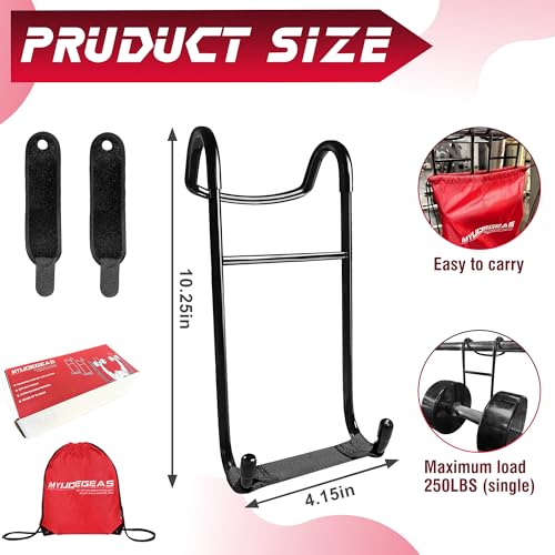Upgraded 2-Pack Mad Spotter Pro 2.0 Dumbbell Hooks, Dumbbell Spotter Hooks with 250 lbs Load for Bench Press, Chest & Shoulder Workouts with Wrist Straps, Storage Bag,Perfect for Hanging Dumbbells
