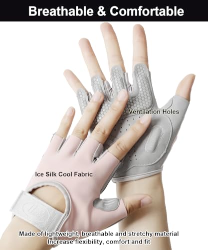 SUJAYU Workout Gloves for Women & Men, Anti-Slip Fingerless Gloves for Weightlifting, Mens Workout Gloves Gym Gloves Fitness Gloves - color: Grey, size: Large