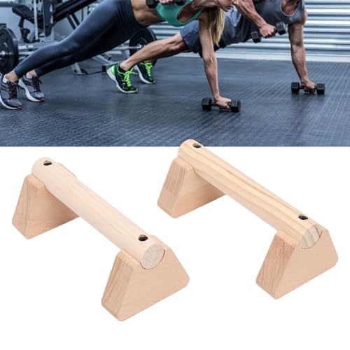 banapoy 2Pcs Parallettes Push Up Bar, Wooden Parallettes Handle Stands Grip Body Strength Training, Push Up Stand with Anti Slip Pad, Balance Beam Exercise for Men Strength Training - size: 20cm