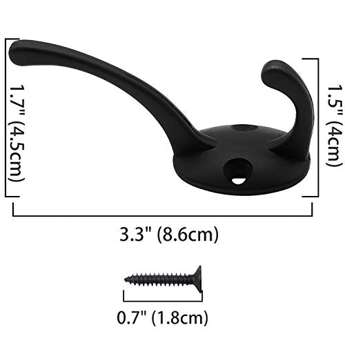 IBosins 32 Pack Black Coat Hooks Wall Mounted with 64 Screws Retro Double Hooks Utility Black Hooks for Coat, Scarf, Bag, Towel, Key, Cap, Cup, Hat - color: 32 Pcs Black