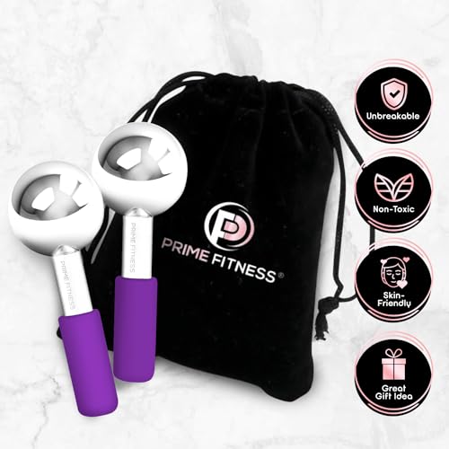 Ice Globes for Facials, Unbreakable Steel Cooling Roller, Cryo Sticks for Face, Massager for Face, Neck & Eyes, Skin Care for Dark Circles, Puffiness, Wrinkles, Collagen Production (Purple) - color: Purple