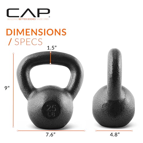 CAP Barbell Cast Iron Kettlebell - Singles and Sets, Multiple Weight Choices - size: 25.0 Pounds