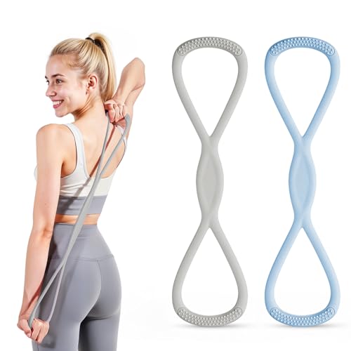 Figure 8 Resistance Band, Figure 8 Resistance Bands for Women Men,Resistance Band Figure for Working Out, Non-Slip Handles, Home Gym, Yoga & Physical Therapy - color: 25lb Blue + 25lb Gray