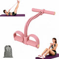 Pedal Resistance Band with Handle, Up to 50lbs 6-Tube Multifunction Pedal Resistance Band for Home Workout, Natural Rubber Foot Pedal Resistance Band with Storage Bag - color: pink