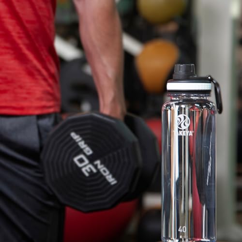 Takeya Tritan Water Bottle with Spout Lid - Durable Dishwasher-Safe Water Bottle - Simple, Modern Bottle - Reusable Water Bottle with Leak-Proof Lid - 40 oz, Clear - color: Clear, size: 40 Ounces