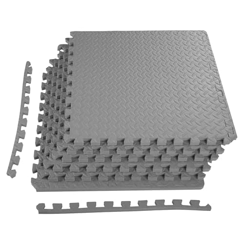 Elevon Puzzle Exercise Gym Flooring Mat, EVA Interlocking Foam Tiles Workout Mat for Home Gym, Fitness Equipment, MMA, Gymnastics, Shock-Absorbing Exercise Mat, Multi-Color - color: Grey, style: 3/4"Th, 6 Tiles (24 Sq Ft)