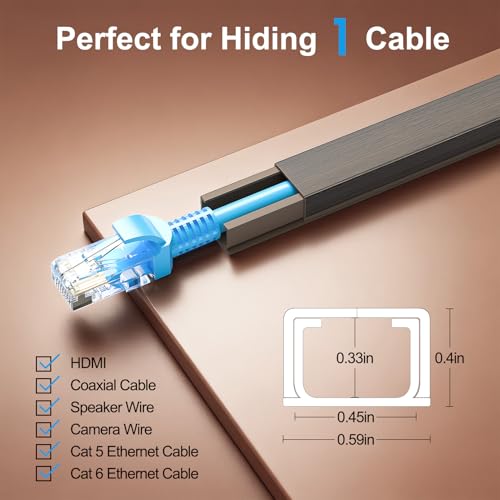 Yecaye Cord Hider, 113in Cord Covers for Wires on Wall, One-Cord Cord Organizer, Easy Install Cable Management Kit, Cable Cover Home Office, W0.59in H0.4in, Darkwood - color: Darkwood, size: 113in L x 0.59in W x 0.4in H