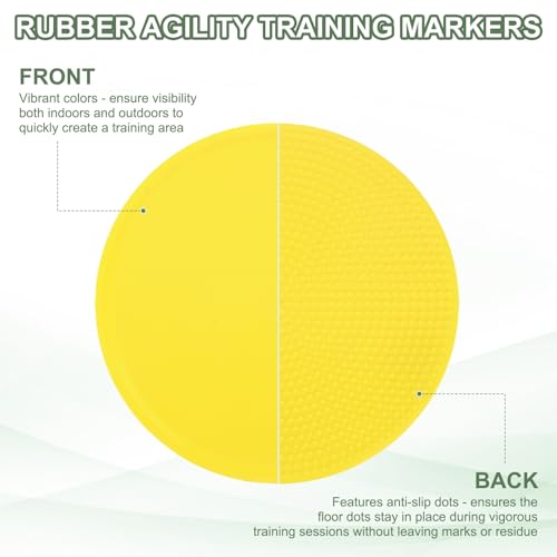 Spot Markers, Poly Spot Marker for Agility Training Floor Dots Non Slip Flat Field Cones - color: Yellow, size: 10 cm/3.9inch