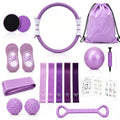 Hoikwo Purple TPE Pilates Kit for Home Workout, Complete Set with Pilates Ring, Resistance Bands, Yoga Ball, TPE Bands, TPR Massage Ball, Sliders, Along with an 8-Shape Band and Non-Slip Socks