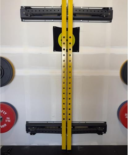 Fitvids Pro Series 2.35” x 2.35” Steel Folding Wall Mounted Power Rack Cage with Attachment Accessories - J Hooks and Height Adjustable Pull Up Bar