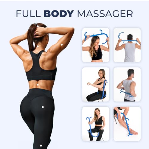 Ranarose Deep Tissue Back & Neck Massager - Back Massager Stick for Pain Relief, Muscle Knot Remover, Trigger Point Massage Tool for Full Body, Shoulders, Legs - Pressure Point Massage Tool (Blue) - color: Blue