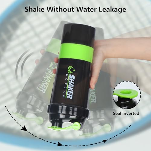 XTK Shaker Bottle 16OZ Protein Shaker Bottles with Mix Ball Portable Sports Water Bottle Leak Proof GYM Cup for Protein Mixes with Storage & Pill Organizer, Ideal for Pre Workout,BPA Free (Green) - color: Green
