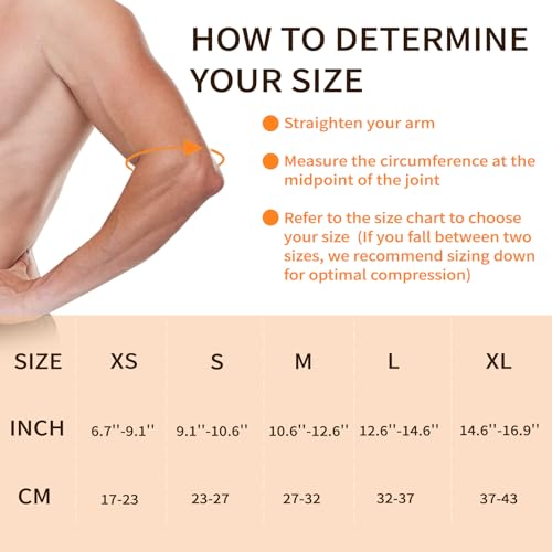 Tennis Elbow Sleeve,Elbow Compression Sleeve, Elbow Brace For Tendonitis and Tennis Elbow,Golfers, Arthritis, Bursitis. Elbow Pain Relief,Weightlifting, Fit for Men & Women - color: Orange, size: Small