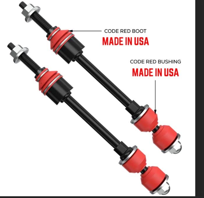 6 PC Front Sway Bar Link Kit + Code Red Extreme Bracket/Bushing Kit FITS Ram 1500 2WD 2002-2010, Ram 2500 3500 2WD 2003-2010, Bushings Made In USA K7400 K7353-32 mm Stabilizer Bar