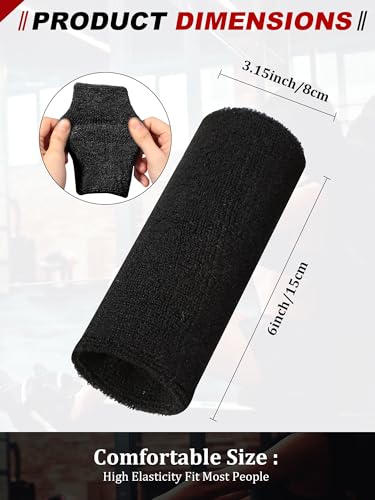 Sumind 8 Pieces 6 Inch Wrist Sweatband Sports Wristbands Tennis Elastic Athletic Wristband for Men and Women Wide Wrist Protection Band Long Size for Basketball Running - color: Black, White