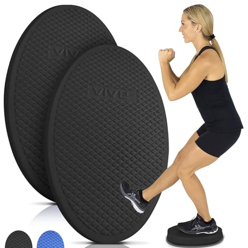 Vive Oval Balance Pad - Wobble Cushion For Physical Therapy And Rehabilitation Equipment - Soft Stability Trainer Foam For Workouts, Yoga, Core Strength And Pilates - Device For Women, Men And Kids - color: Black, size: 2 Pack