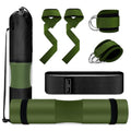 Gym Barbell Pad Set: 7 PCS Gym Equipment Accessories | Hip Thrusts Pad for Squats Ankle Strap for Cable Machine Hip Resistance Band Weight Lifting Strap and Carry Bag - color: Green