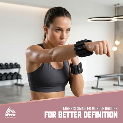 RBX Adjustable Ankle & Wrist Weights, Customizable for Pilates, Yoga, Walking, Barre, Home Workouts & Strength Training - color: Black