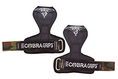 Cobra Grips Weight Lifting Gloves with Adjustable Neoprene Padded Wrist Wraps - Heavy Duty Alternative to Power Lifting Hooks for Deadlifts - color: FIT MILT CAMO Rubber, size: 4.25 - 7.0"