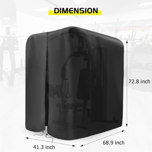 Home Gym Cover for Marcy Multi Gym Set/ Outdoor Workout Equipment | 41.3x68.9x72.8,Waterproof Dustproof Heavy Duty Oxford Fabric,for Weight Machine/Large Gymnastics Bar/Total Gym - color: black, size: 41.3" x 68.9" x 72.8"