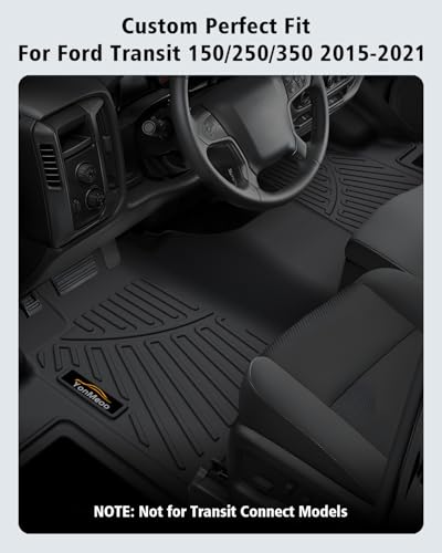 Floor Mats Custom for Ford Transit 2015-2021 150/250/350/350HD w/Carpet Flooring (Not for Transit Connect Models) All Weather TPE Rubber 1st Row Anti-Slip Floor Liners for Transit Accessories - size: For Ford Transit 2015-2021
