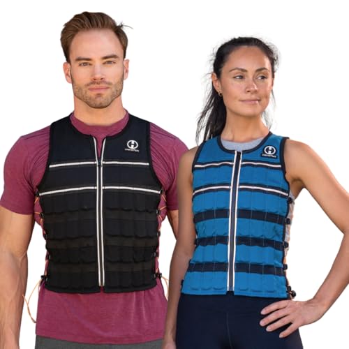 Hyperwear HyperVest ELITE Adjustable Weighted Vest for Women and Men — Thin Steel Weights, Stretch CORDURA Fabric — Weight Vest for Walking, Running, Strength Training - size: Medium 10 Pounds Blue