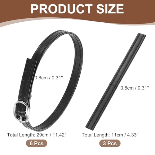 uxcell Replacement Ankle Strap for Heels Detachable Shoe Straps PU Leather Shoe Band - color: Piano Black