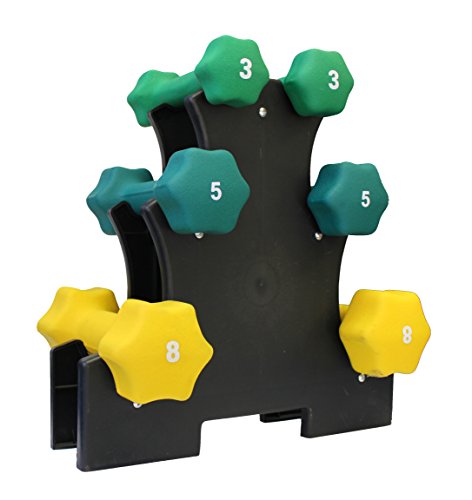 Ader Neoprene Dumbbell Set - color: Neoprene DBS w/ 3 Pair Rack (3-8 LBS)
