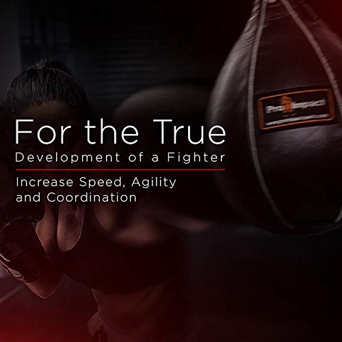 Leather Speed Bag – Rapid Rebound Pear-Shaped Punching Ball with Durable Latex Bladder for Boxing, MMA & Home Gym - color: Black, size: S - 6"x9"