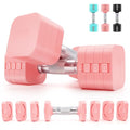 20LBS Adjustable Dumbbell Set, 4 in 1 Free Weights Dumbbells Set for,4lb 6lb 8lb 10lb, with Metal Non Slip Handle，Quick Change，Home Gym Strength Training Equipment for Men and Women - color: Pink