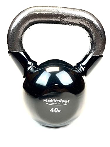 Vinyl Coated Cast Iron Kettlebell Weight - color: Black