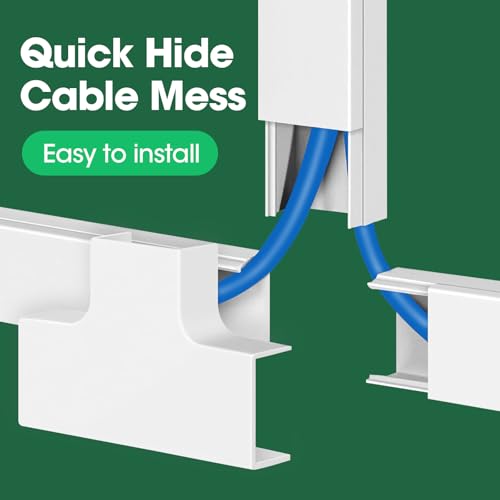 AZEN Cord Hider Kit, 630in Cord Covers for Wires on Wall, Paintable Wire Covers for Cords on Wall, Self-Adhesive Cable Hider Cord Organizer, Wire Hiders, 40X L15.75in X W0.96in x H0.57in - color: M-40P